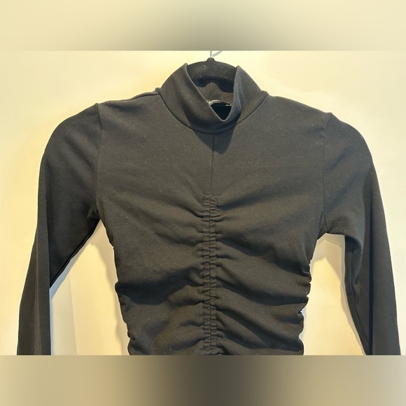 Zara Black Long Sleeve Ruched Dress - Picture 5 of 7